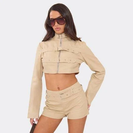 EGO Women's High Neck Buckle Strap Jacket