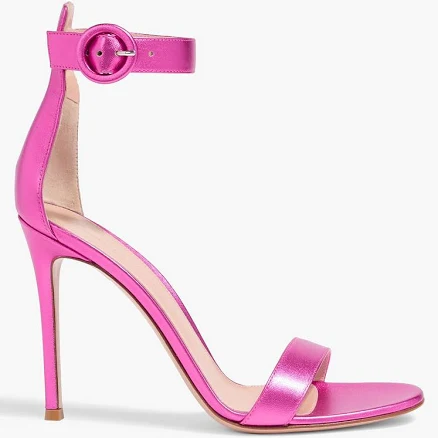 Gianvito Rossi Portofino 105 metallic leather sandals - Women - Bright pink Heels - EU 41.5