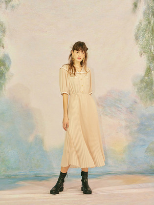 Wide Collar Chiffon Dress