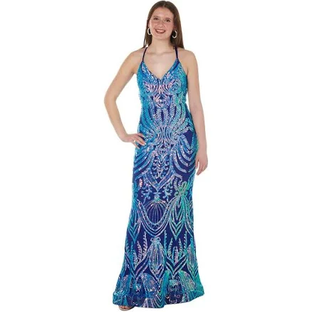 Juniors Crystal Doll Sequin Mermaid Prom Dress