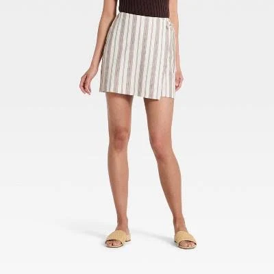 A New Day Women's Linen Wrap Mini Skirt