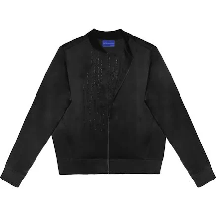 LARK EVENING Black SILK EMBROIDERED BOMBER JACKET