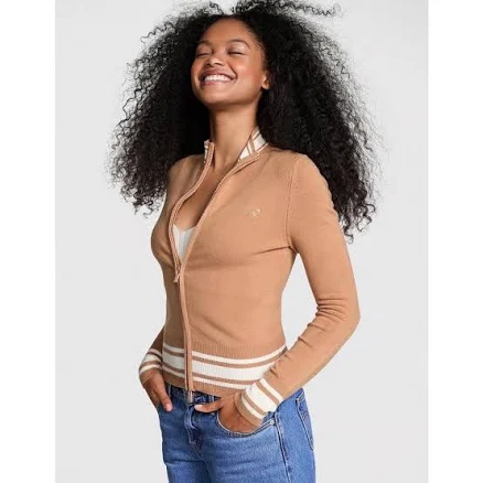 Victoria's Secret Women's Varsity Knit Full-Zip Sweater