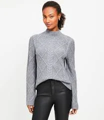 Loft Women's Mock Neck Cable Sweater