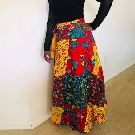 African Long Flare Wrap Skirt