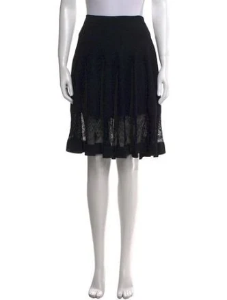 Alexander McQueen Lace Trim Embellishment Knee-Length Skirt in Black, Women's M
