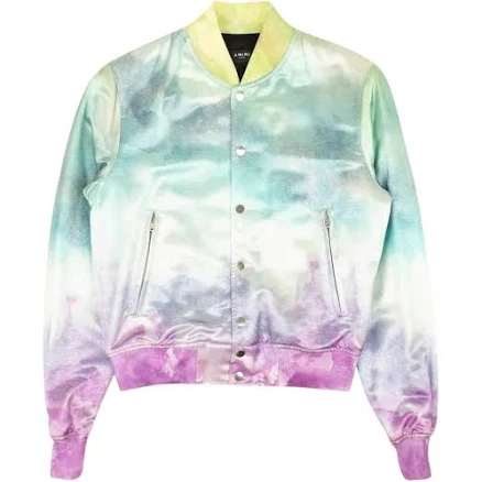 Amiri Watercolor Print Silk Bomber Jacket Multi 46