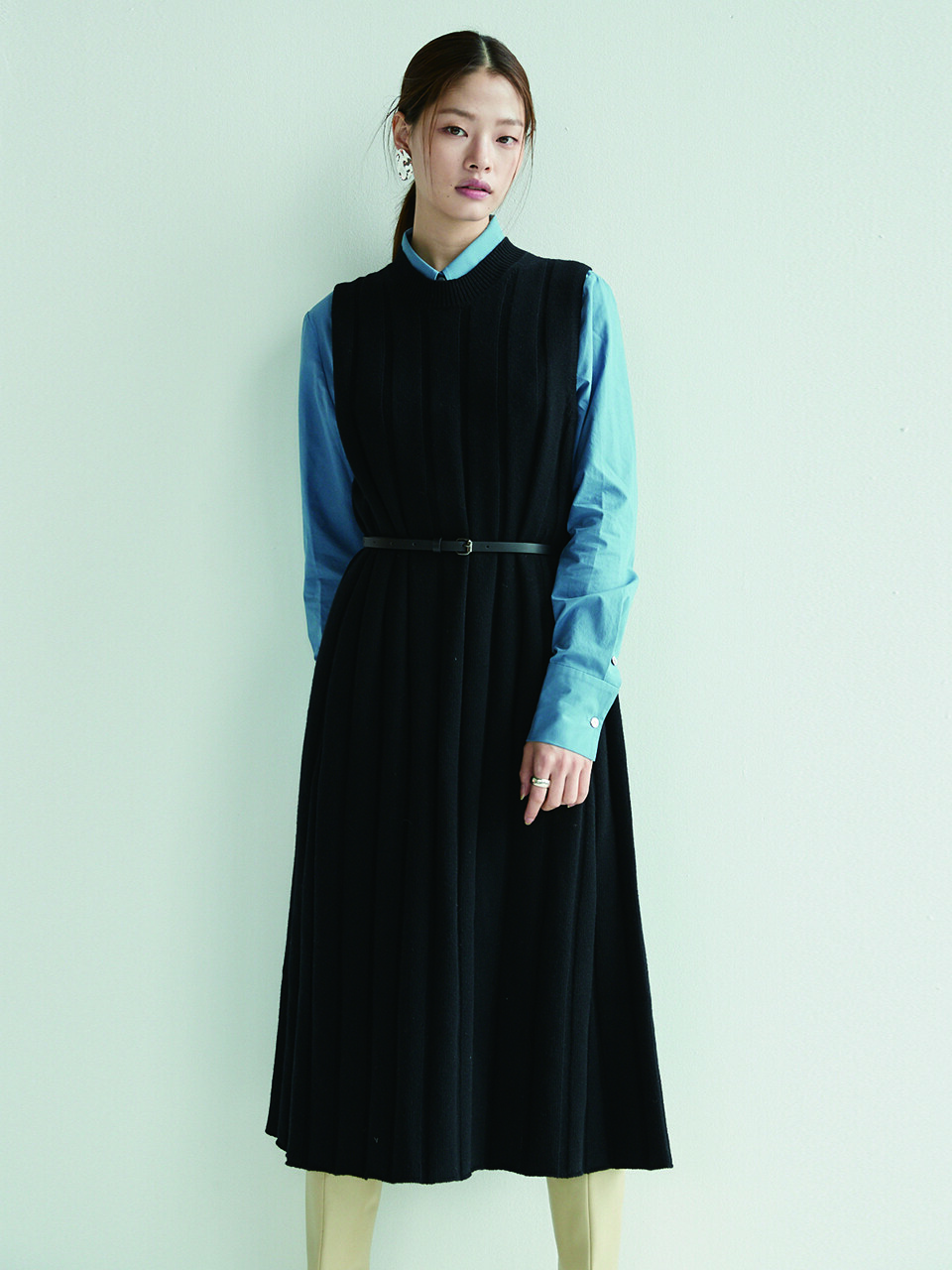 Crewneck Knit Maxi Dress_Black