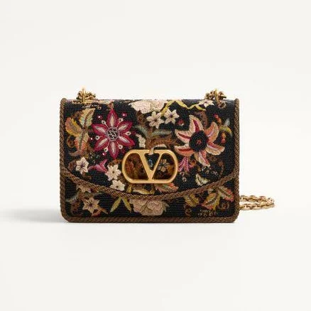 Valentino Garavani Vain Embroidered Shoulder Bag