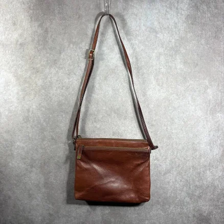 Margot Crossbody Bag Women Small Brown Leather Zip Top Casual