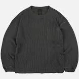 Frizmworks Pigment Dyeing Waffle L/S T-Shirt - Chacoal