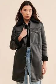 Avec Les Filles Oversized Vegan Leather Shirt Jacket