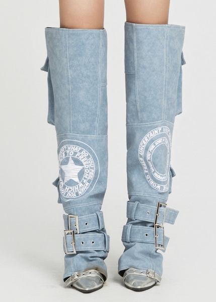 Map Faux Embroidered Cover Boots