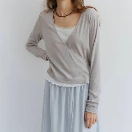 URAGO Ribbed Wrap Cardigan