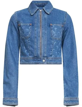 Marine Serre Cropped Moon-Pattern Denim Jacket - FR42