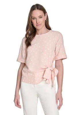 Tommy Hilfiger Women's Dot-print Tie-waist Short-sleeve Top