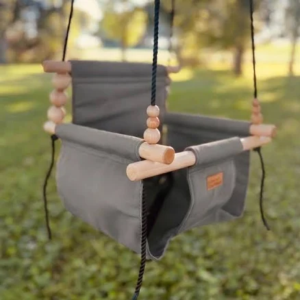 Sweet Swinging Premium Baby & Toddler Swing Stone Gray 0 / 9' (Twisted Rope Only) / Twisted Black