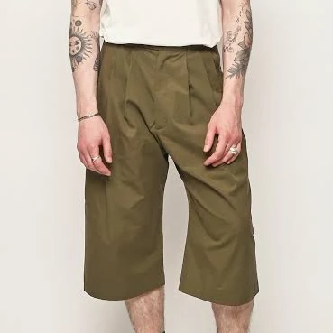 Monitaly Vancloth Oxford Triple Tuck Wide Half Pants