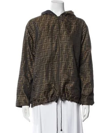Fendi Plaid Print Blazer in Black/Brown, Women's M
