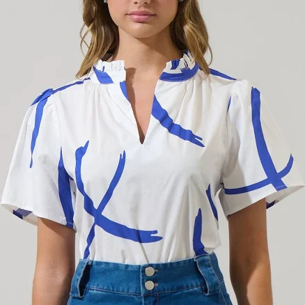 Sugarlips Dorma Strokes Reva Split Neck Top
