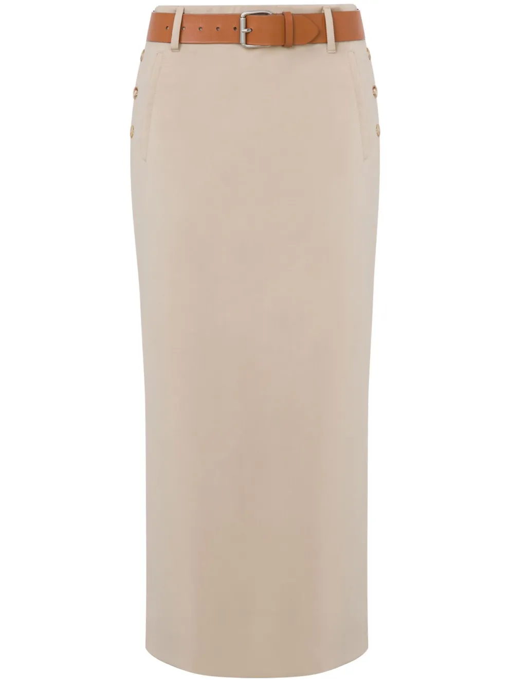 High-waisted Belted Midi Skirt