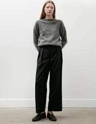 Bluefaced Wool Two-Tuck Slacks Charcoal Navy Stripe
