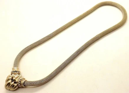 Espo Convertible Sterling Silver Snap Shell Heart Pendant Mesh 18"