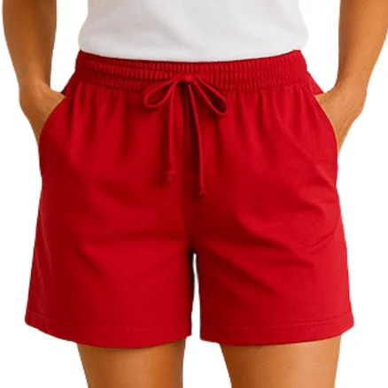 Turtle Bay New York Interlock Knit Cotton Shorts with Elastic Waistband and Adjustable Drawstring Women's
