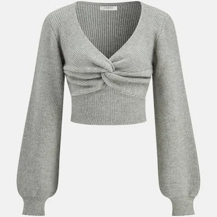 Twist Front Long Sleeve Cropped Knit Top