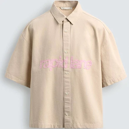 Zara Men's Boxy Fit Overshirt with Text Patches