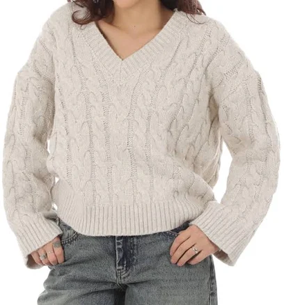 RVCA Women's Cable V Neck Sweater
