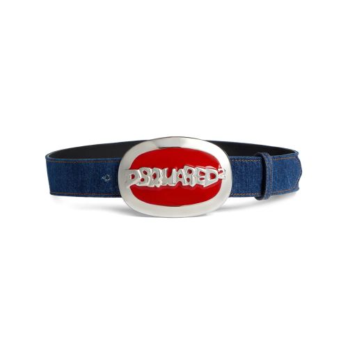 Logo-buckle Denim Belt