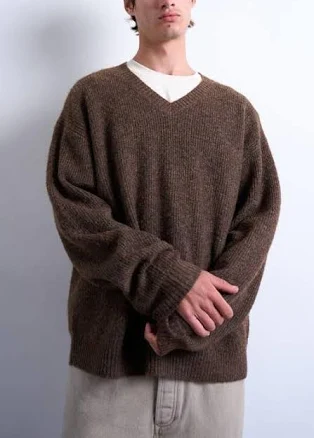 Topman Oversize V-Neck Rib Sweater