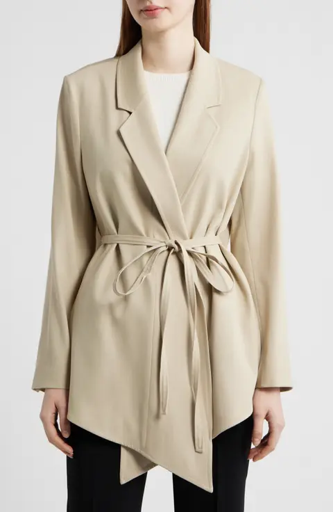 Belted Wool Blend Jacket