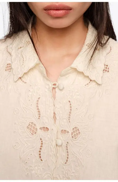 Floral-embroidered Shirt