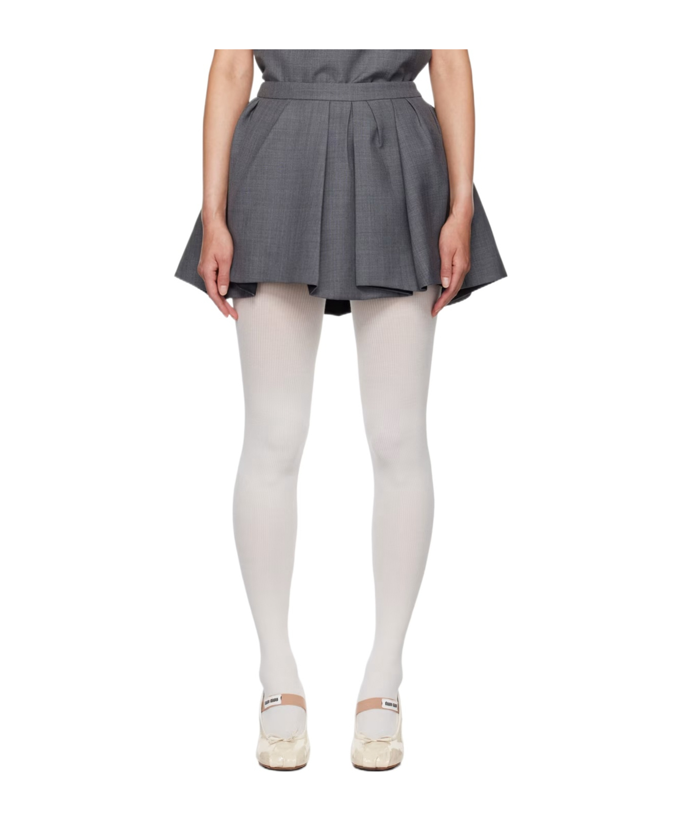 Gray Pleated Raw Hem Miniskirt