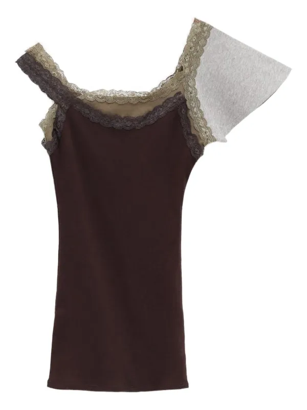 Lace-trim Double-layer Top