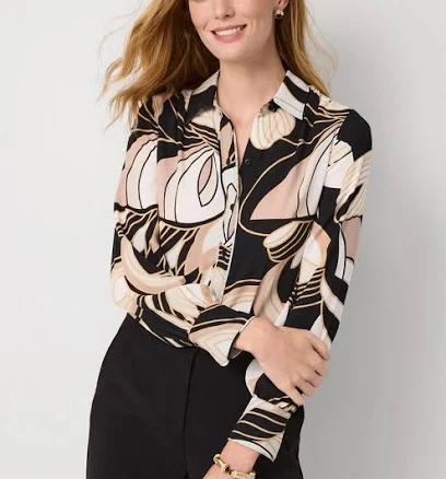 White House Black Market Women's Soft Shirt with Piping
