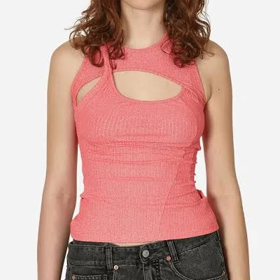 Layered Cut-Out Tank Top Pink - M