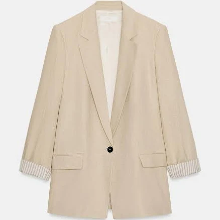 Zara Linen Blazer with Rolled Sleeves