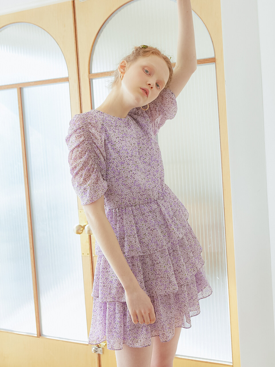 Cancan Shirring Dress_Purple