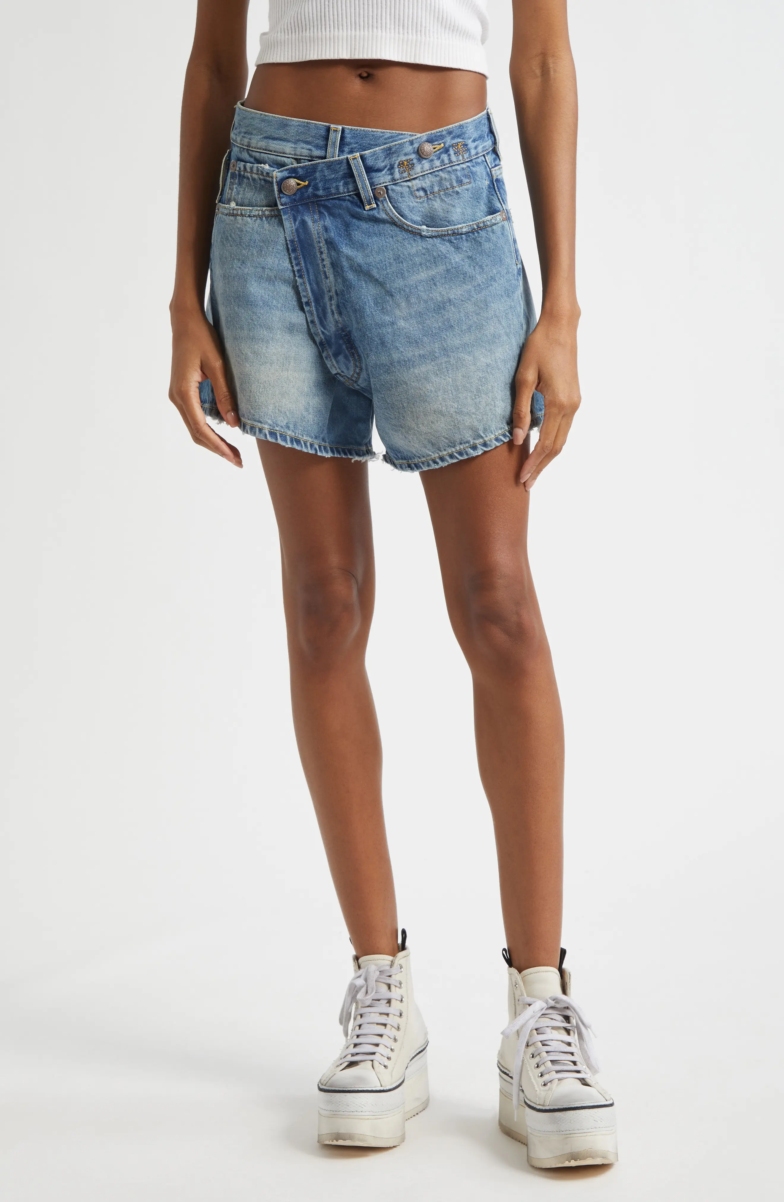 Blue Crossover Denim Shorts