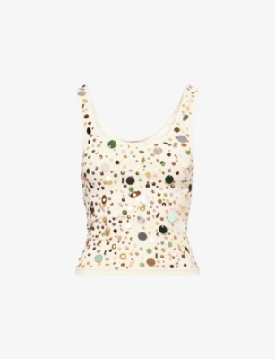 JADED LONDON - Sequin Ribbed Stretch-Woven Vest
