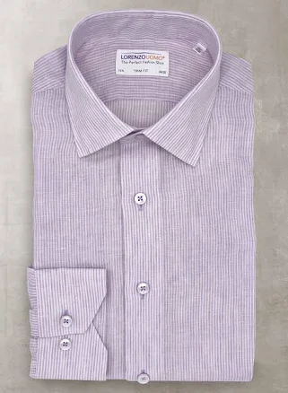 Alexander in Lavender Linen Stripe Shirt with Custom Roll-up Cuff