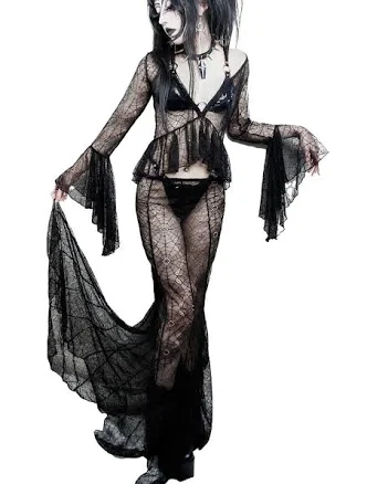 Lip Service Webutante Spiderweb Mesh Maxi Skirt