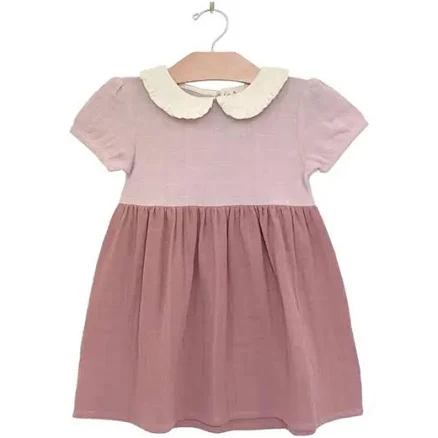Soft Rose Colorblock Collar Dress