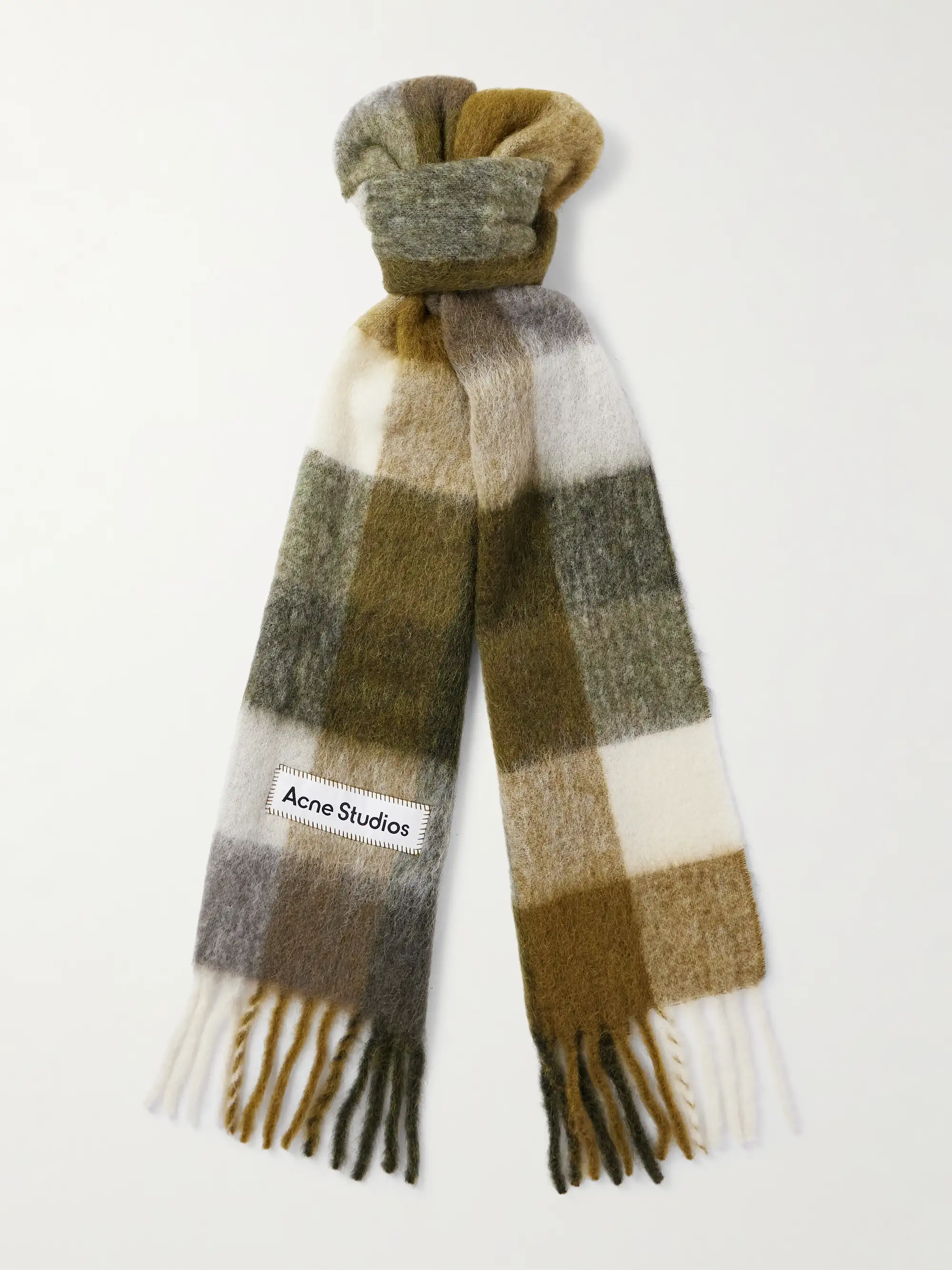 Fringed Checked Knitted Scarf