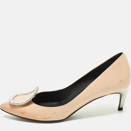 Roger Vivier Belle Vivier Trompette Size 35 Beige Patent Leather Pumps