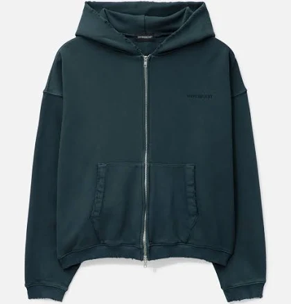 GARMENT DYED LOGO ZIP-UP HOODIE
