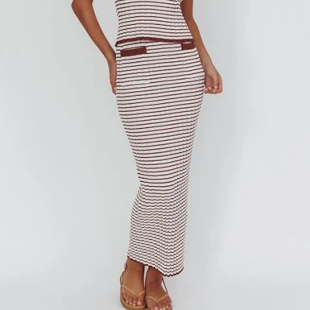 Solar Flare Knit Maxi Skirt with Pockets